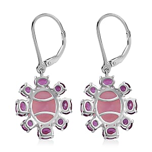 Premium Peruvian Pink Opal and Orissa Rhodolite Garnet 7.50 ctw Earrings in Platinum Over Sterling Silver 