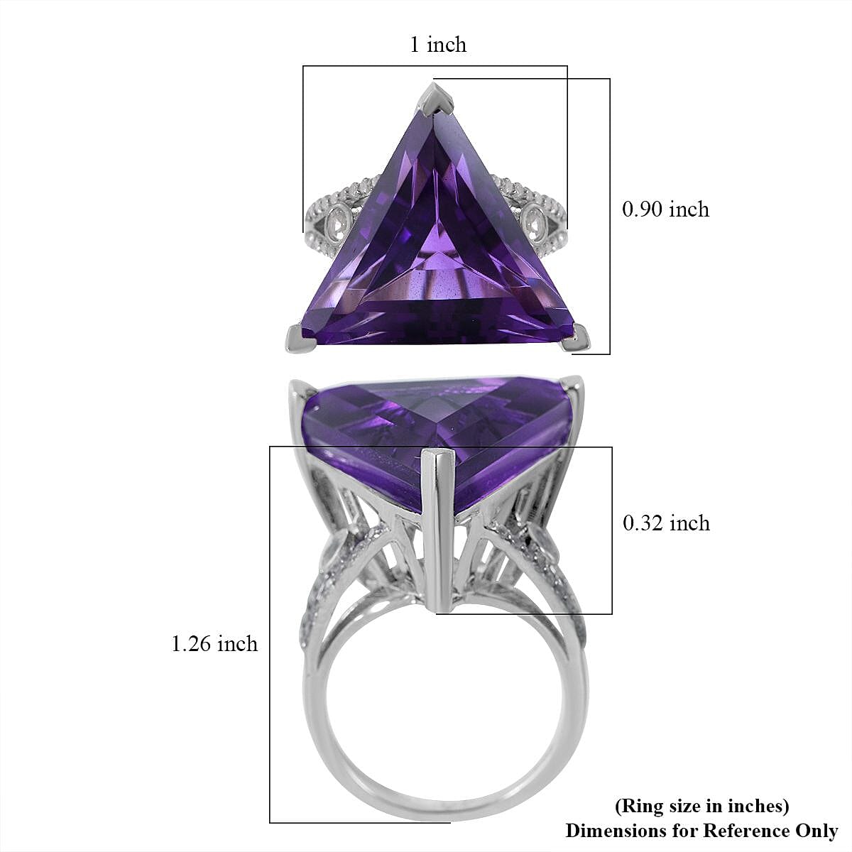 African Amethyst and White Zircon Ring in Platinum Over Sterling Silver (Size 9.0) 16.90 ctw image number 4