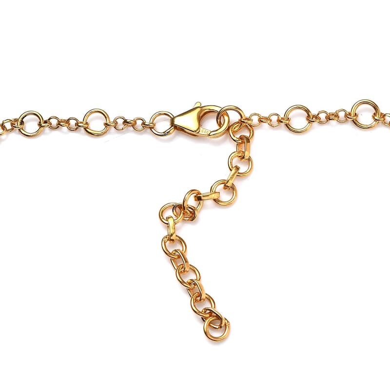 Sleeping Beauty Turquoise and Moissanite Celestial Medallion Necklace 18 Inches in Vermeil Yellow Gold Over Sterling Silver 7.90 ctw