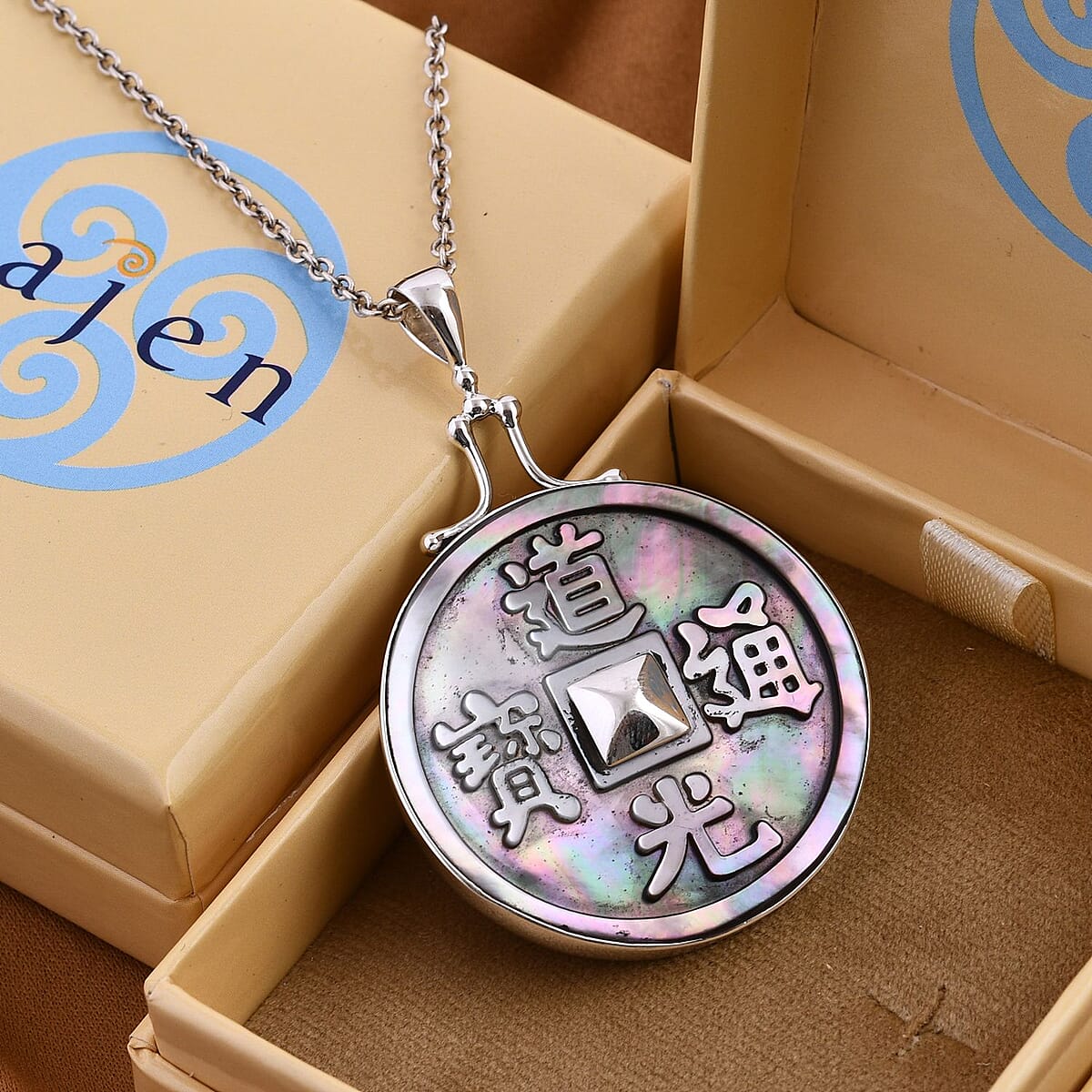 Sajen Silver Mother Of Pearl Coin Pendant in Sterling Silver image number 1