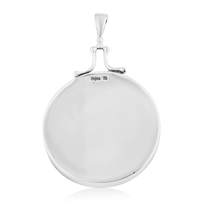 Sajen Silver Mother Of Pearl Coin Pendant in Sterling Silver