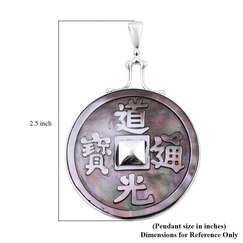 Sajen Silver Mother Of Pearl Coin Pendant in Sterling Silver