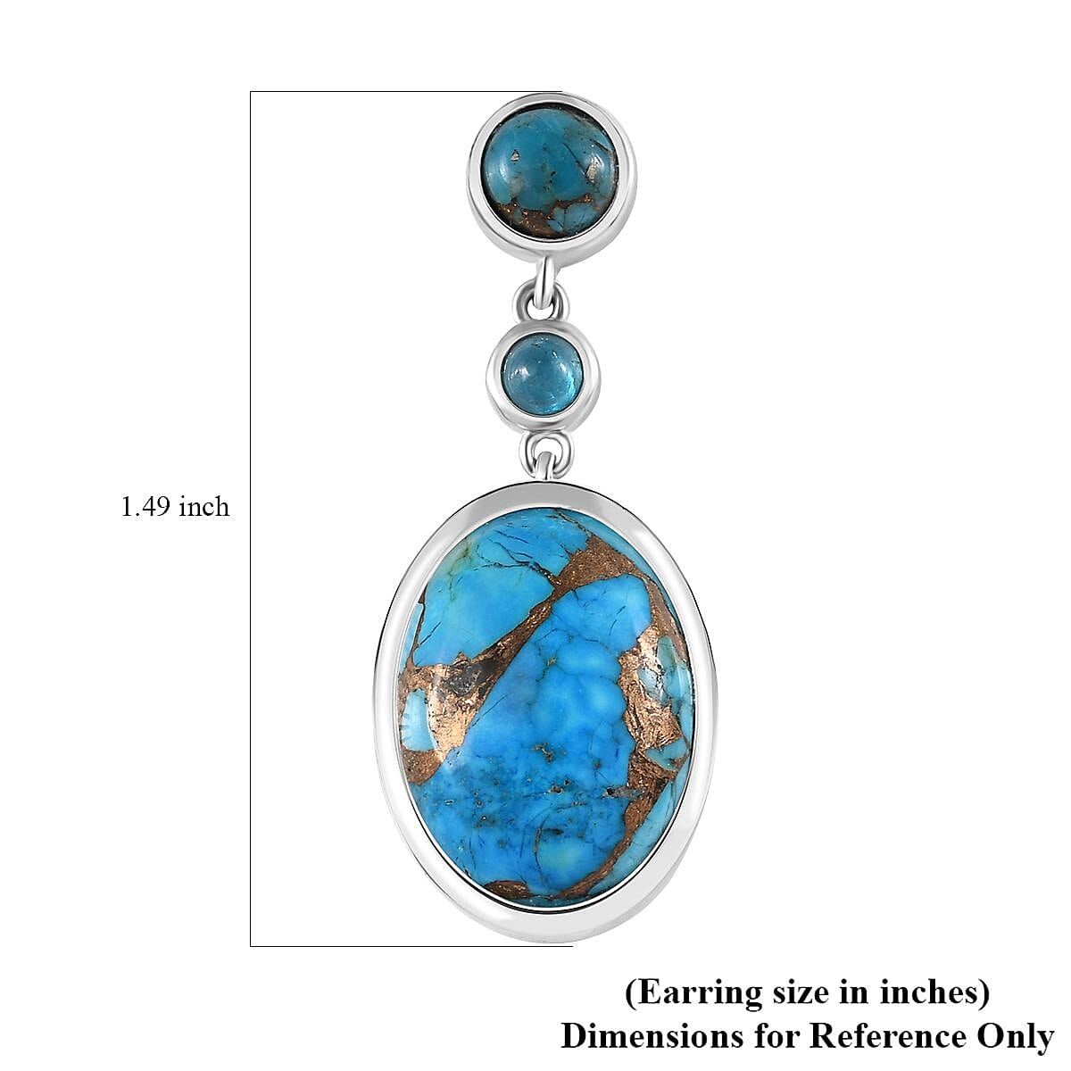 Karis Matrix Chestnut Brine Turquoise and Multi Gemstone Earrings in Platinum Bond 24.80 ctw