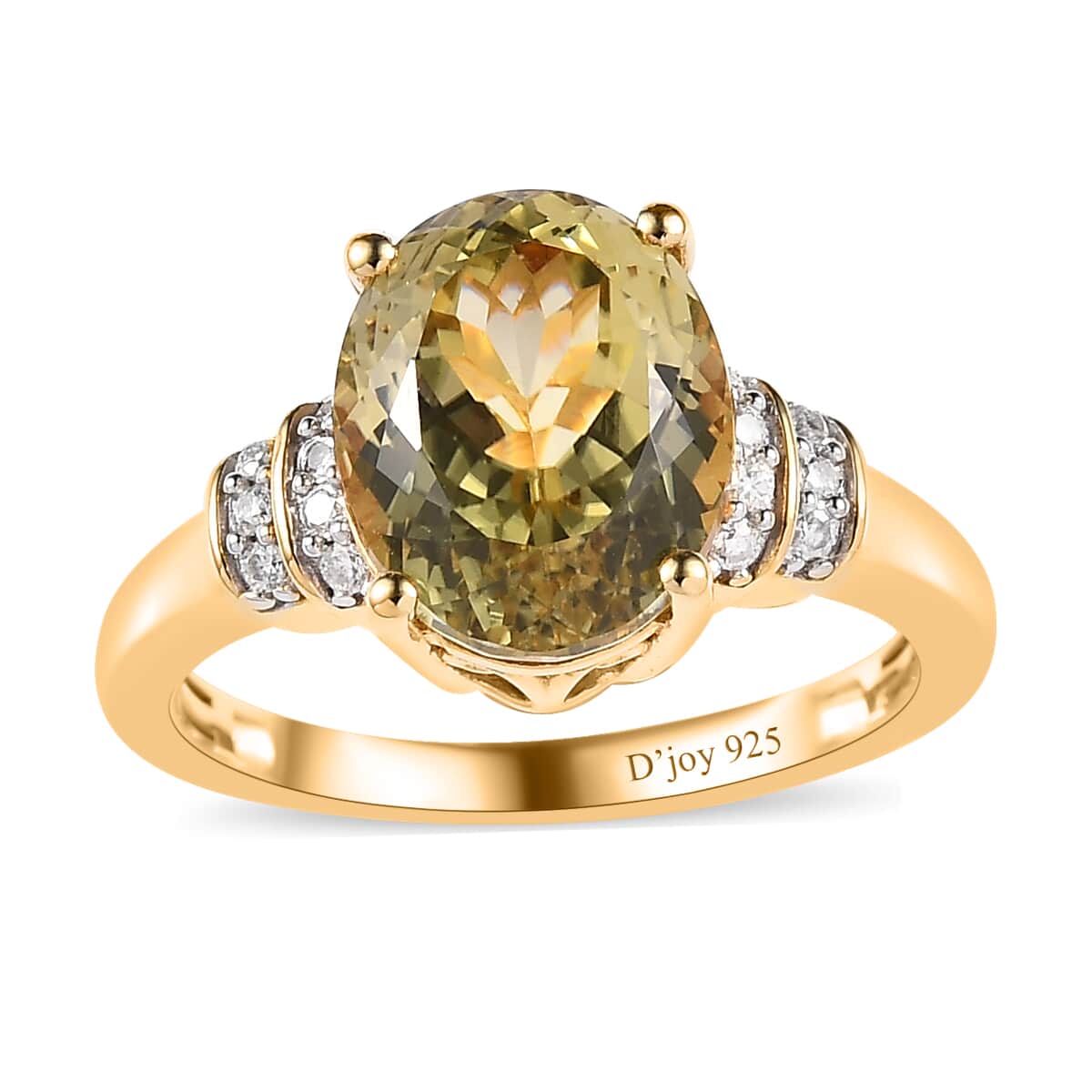 AAA Yellow Triphane and Moissanite Ring in Vermeil Yellow Gold Over Sterling Silver (Size 10.0) 4.85 ctw image number 0