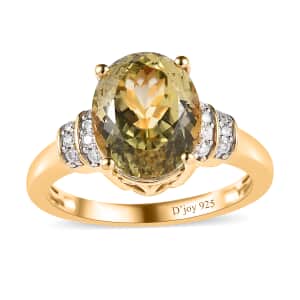 AAA Yellow Triphane and Moissanite Ring in Vermeil Yellow Gold Over Sterling Silver (Size 10.0) 4.85 ctw
