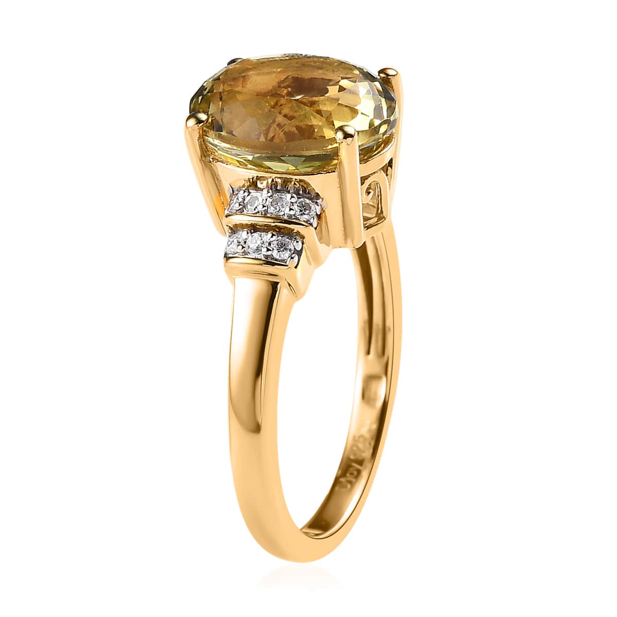 AAA Yellow Triphane and Moissanite Ring in Vermeil Yellow Gold Over Sterling Silver (Size 10.0) 4.85 ctw image number 3