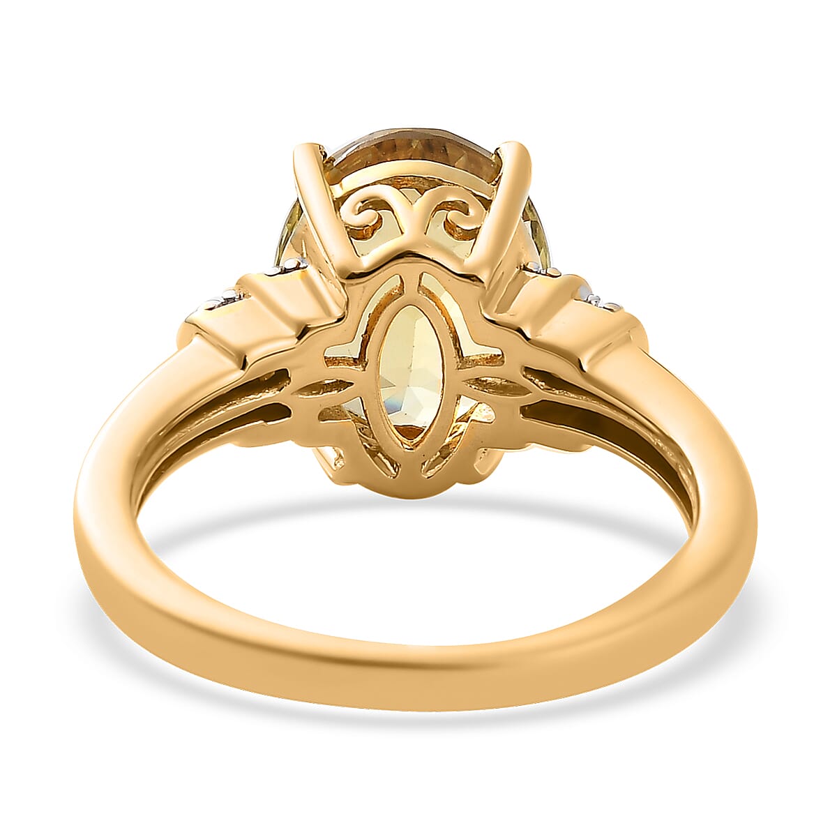 AAA Yellow Triphane and Moissanite Ring in Vermeil Yellow Gold Over Sterling Silver (Size 10.0) 4.85 ctw