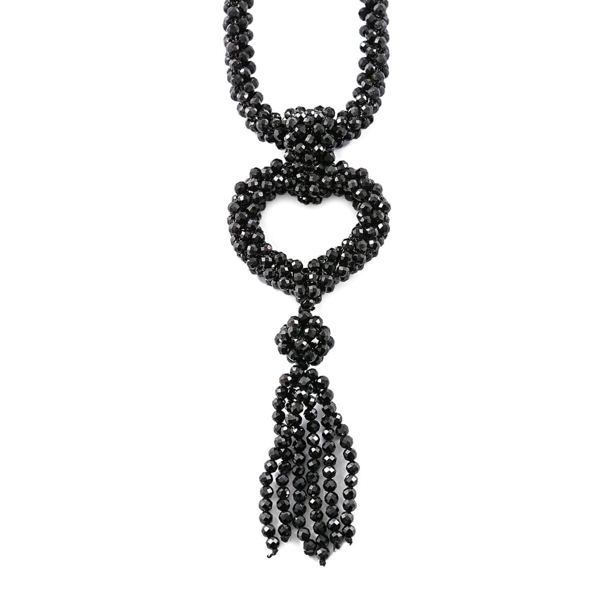 Mother’s Day Gift Thai Black Spinel Beaded Heart Tassel Necklace 30 Inches 300.00 ctw image number 0
