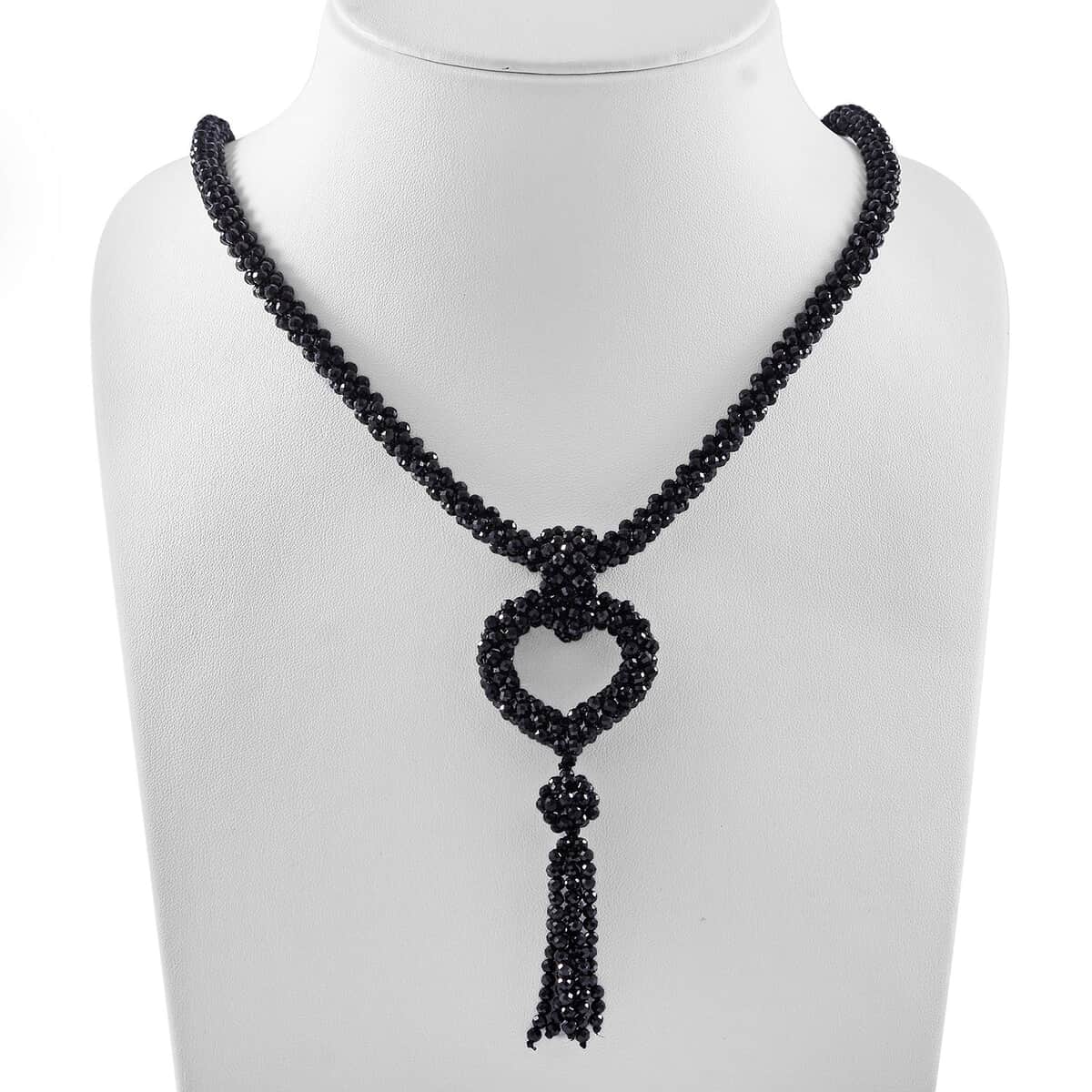 Mother’s Day Gift Thai Black Spinel Beaded Heart Tassel Necklace 30 Inches 300.00 ctw image number 1