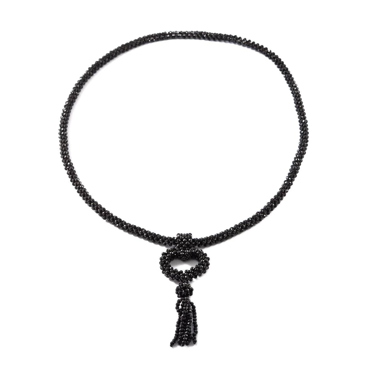 Mother’s Day Gift Thai Black Spinel Beaded Heart Tassel Necklace 30 Inches 300.00 ctw image number 2
