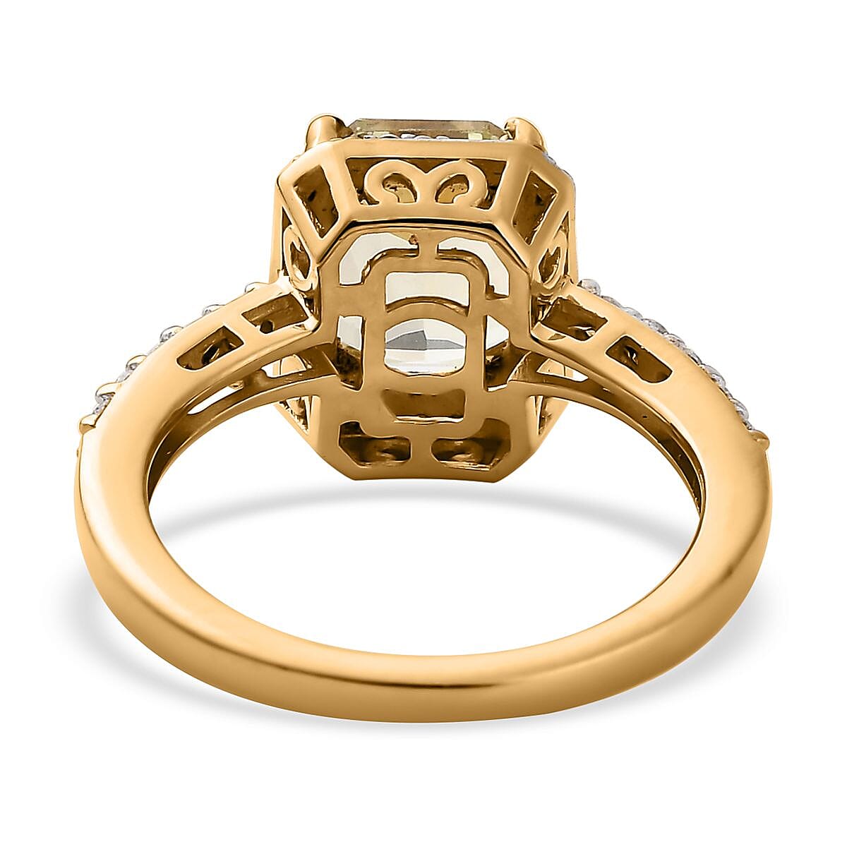 AAA Yellow Triphane and Moissanite Halo Ring in Vermeil Yellow Gold Over Sterling Silver (Size 10.0) 3.35 ctw