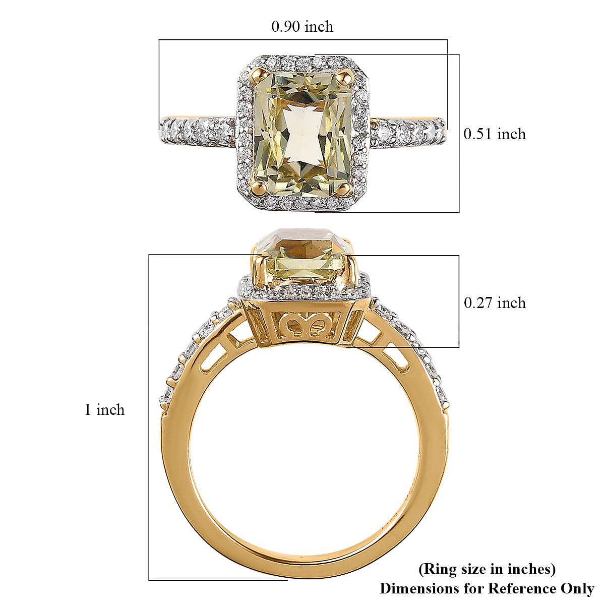 AAA Yellow Triphane and Moissanite Halo Ring in Vermeil Yellow Gold Over Sterling Silver (Size 10.0) 3.35 ctw