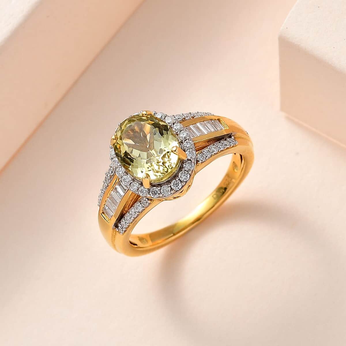 Premium Yellow Triphane and Moissanite Ring in Vermeil Yellow Gold Over Sterling Silver (Size 10.0) 3.10 ctw image number 1