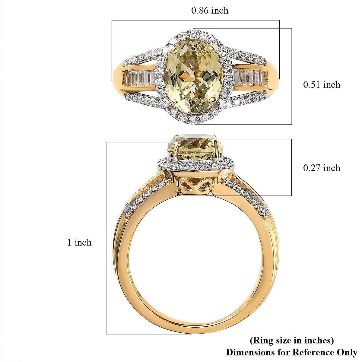 Premium Yellow Triphane and Moissanite Ring in Vermeil Yellow Gold Over Sterling Silver (Size 10.0) 3.10 ctw