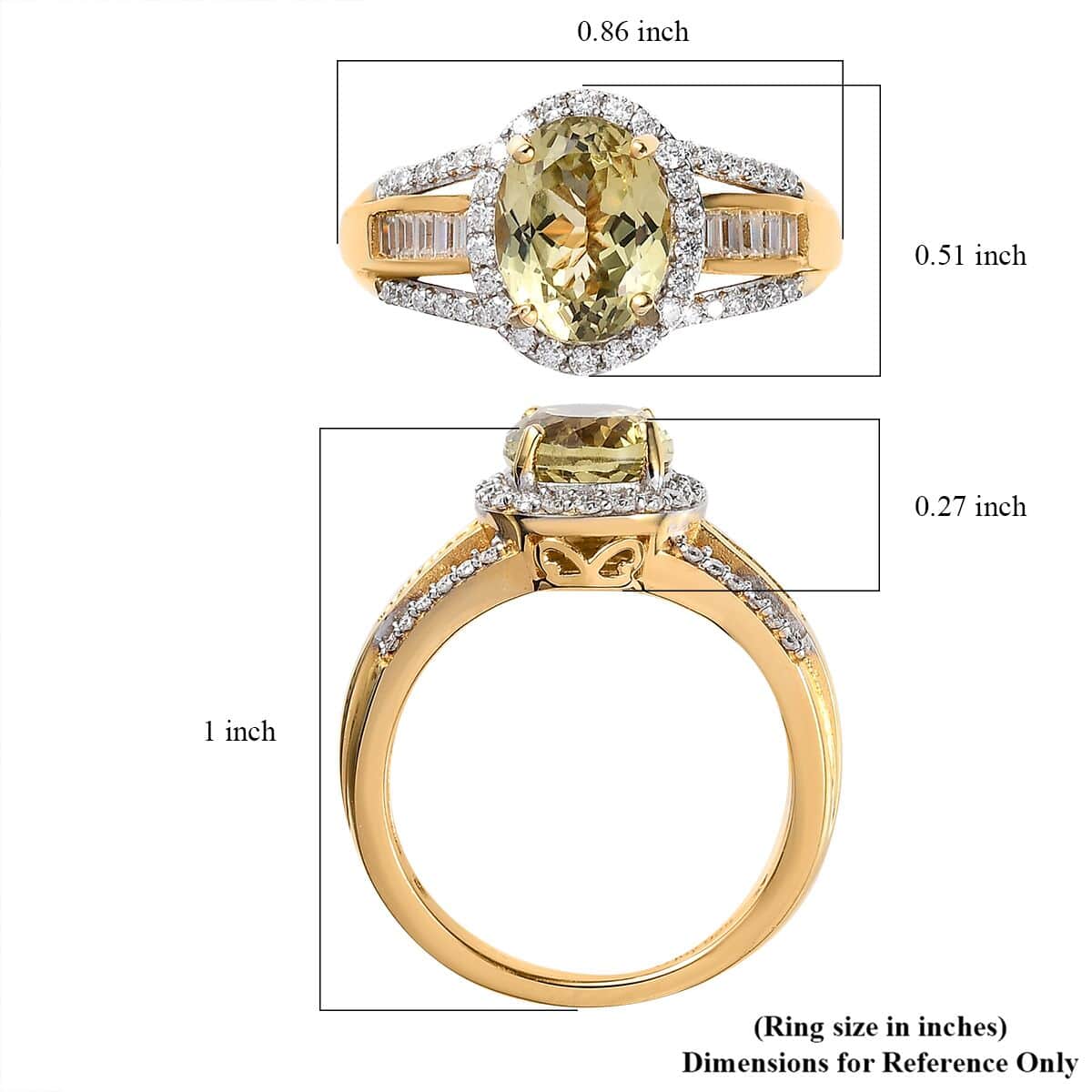 Premium Yellow Triphane and Moissanite Ring in Vermeil Yellow Gold Over Sterling Silver (Size 10.0) 3.10 ctw image number 5