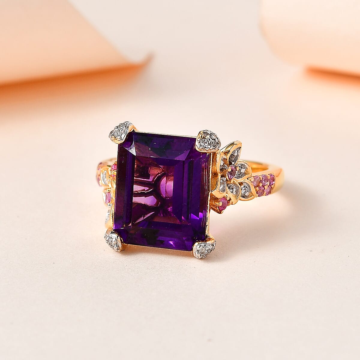 AAA Mashamba Amethyst and Multi Gemstone Ring in Vermeil Yellow Gold Over Sterling Silver (Size 10.0) 6.00 ctw image number 1