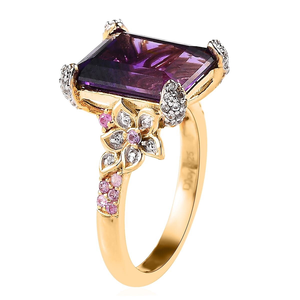 AAA Mashamba Amethyst and Multi Gemstone Ring in Vermeil Yellow Gold Over Sterling Silver (Size 10.0) 6.00 ctw image number 3