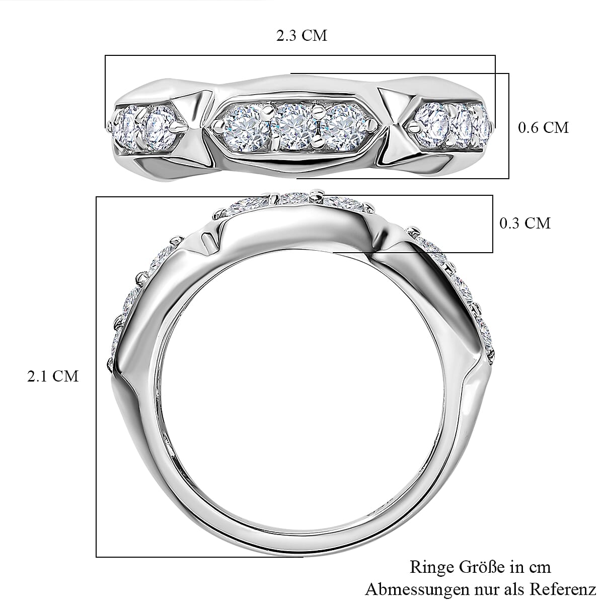 Moissanite 0.54 ctw Band Ring in Platinum Over Sterling Silver (Size 8)