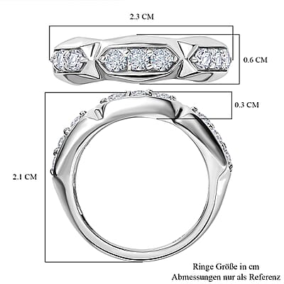 Moissanite 0.54 ctw Band Ring in Platinum Over Sterling Silver (Size 8)