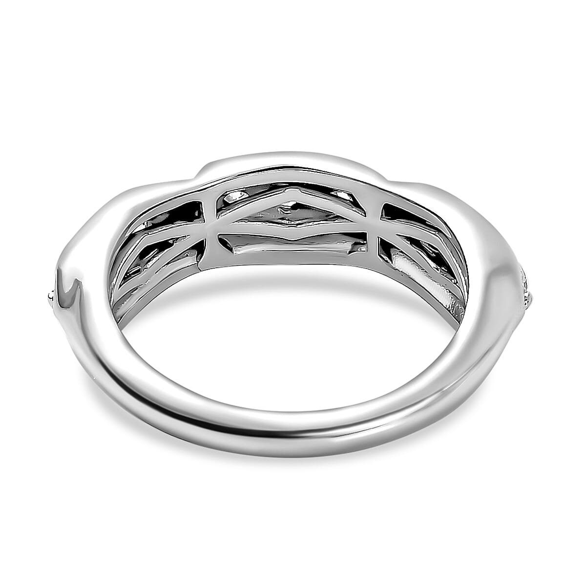 Moissanite 0.54 ctw Band Ring in Platinum Over Sterling Silver (Size 8)