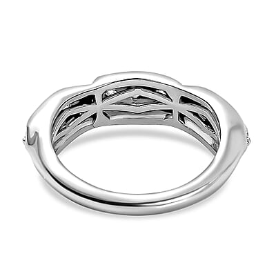 Moissanite 0.54 ctw Band Ring in Platinum Over Sterling Silver (Size 8)