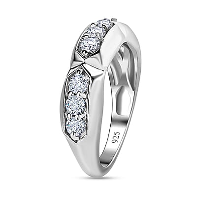 Moissanite 0.54 ctw Band Ring in Platinum Over Sterling Silver (Size 8)