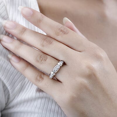 Moissanite 0.54 ctw Band Ring in Platinum Over Sterling Silver (Size 8)