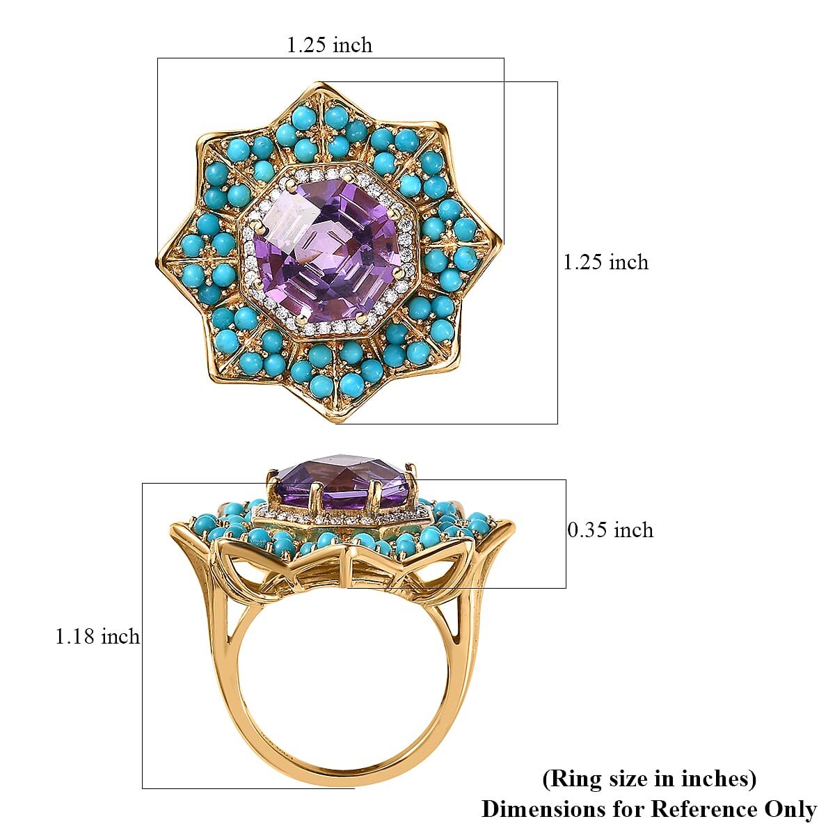 Premium Mashamba Amethyst and Multi Gemstone Floral Ring in Vermeil Yellow Gold Over Sterling Silver (Size 10.0) 8.75 ctw