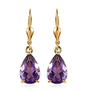 Premium Mashamba Amethyst Lever Back Earrings in Vermeil Yellow Gold Over Sterling Silver 5.35 ctw