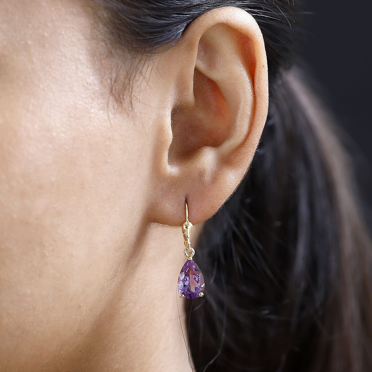 Premium Mashamba Amethyst Lever Back Earrings in Vermeil Yellow Gold Over Sterling Silver 5.35 ctw image number 2
