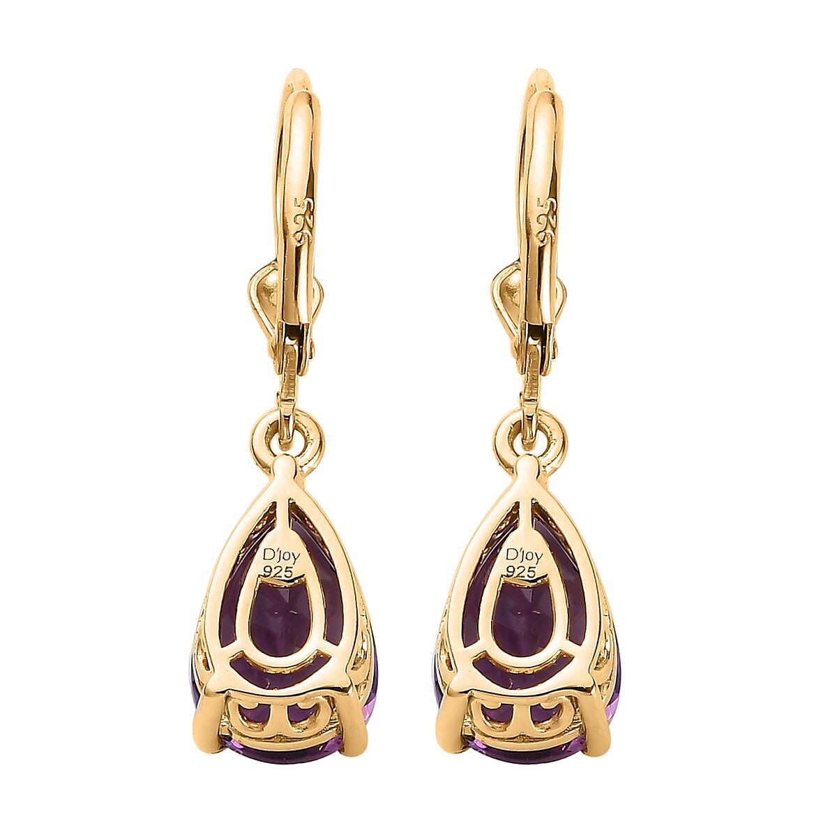 Premium Mashamba Amethyst Lever Back Earrings in Vermeil Yellow Gold Over Sterling Silver 5.35 ctw image number 4