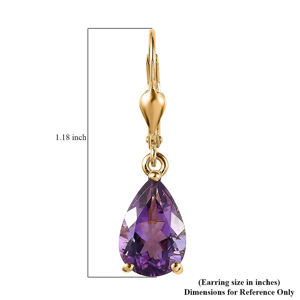 Premium Mashamba Amethyst Lever Back Earrings in Vermeil Yellow Gold Over Sterling Silver 5.35 ctw image number 5