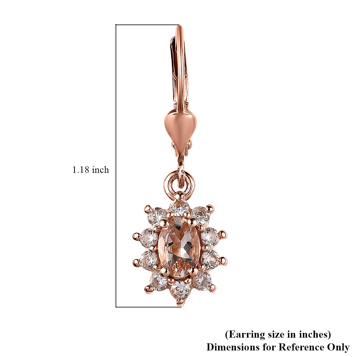 Premium Marropino Morganite and White Zircon Sunburst Lever Back Earrings in Vermeil Rose Gold Over Sterling Silver 1.80 ctw
