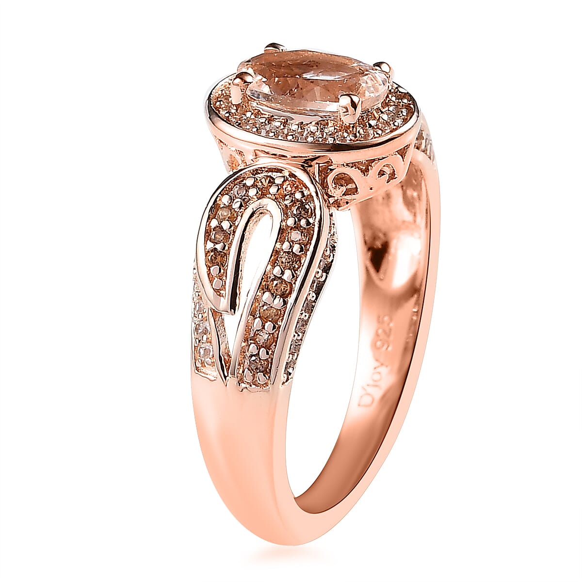 Premium Marropino Morganite, Coffee and White Zircon Ring in Vermeil RG Over Sterling Silver (Size 10.0) 1.65 ctw image number 3