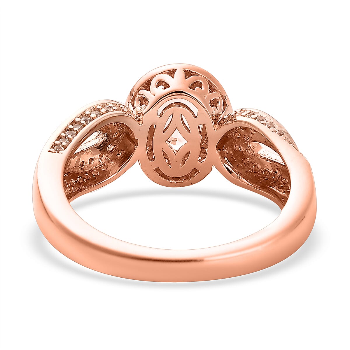 Premium Marropino Morganite, Coffee and White Zircon Ring in Vermeil RG Over Sterling Silver (Size 10.0) 1.65 ctw image number 4