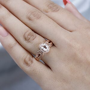 Premium Marropino Morganite and Coffee and White Zircon Ring in Vermeil Rose Gold Over Sterling Silver (Size 8.0) 1.65 ctw