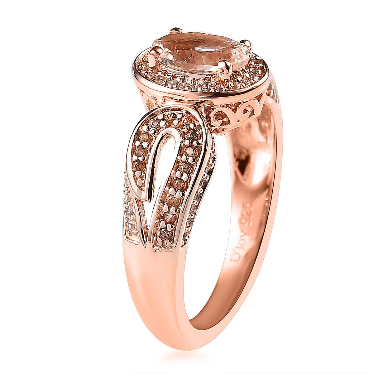Premium Marropino Morganite and Coffee and White Zircon Ring in Vermeil Rose Gold Over Sterling Silver (Size 8.0) 1.65 ctw image number 3