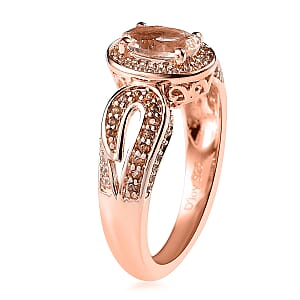 Premium Marropino Morganite and Coffee and White Zircon Ring in Vermeil Rose Gold Over Sterling Silver (Size 8.0) 1.65 ctw