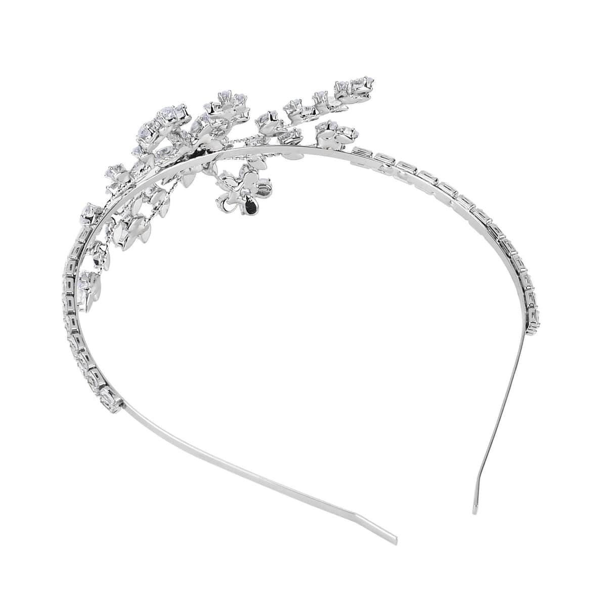 White Austrian Crystal Tiara in Silvertone image number 2