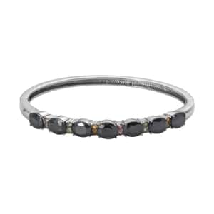 Midnight Sapphire and Multi-Tourmaline Bangle Bracelet in Stainless Steel (7.25 In) 20.25 ctw