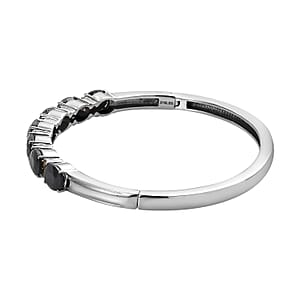 Midnight Sapphire and Multi-Tourmaline Bangle Bracelet in Stainless Steel (7.25 In) 20.25 ctw