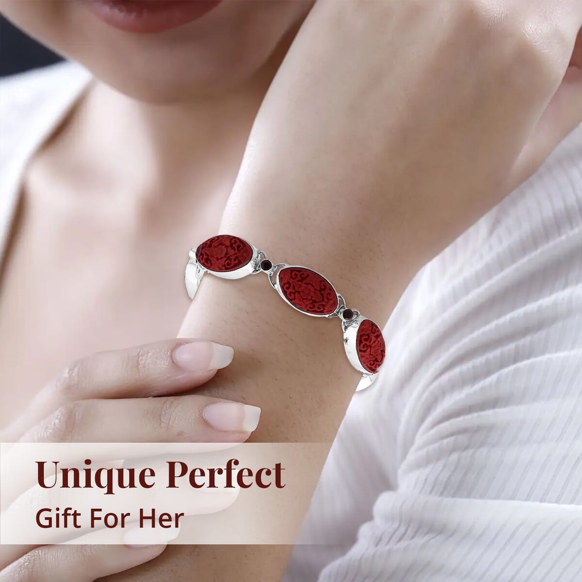 Floral Burst Cinnabar Sterling Silver Ring Floral Burst Cinnabar Sterling Silver Ring