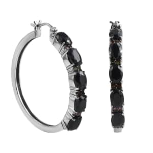Midnight Sapphire and Multi-Tourmaline Hoop Earrings in Stainless Steel 11.35 ctw