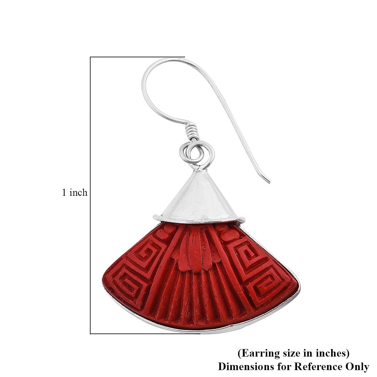 Sajen Silver Simulated Cinnabar Carved Dangle Earrings in Sterling Silver 21.20 ctw