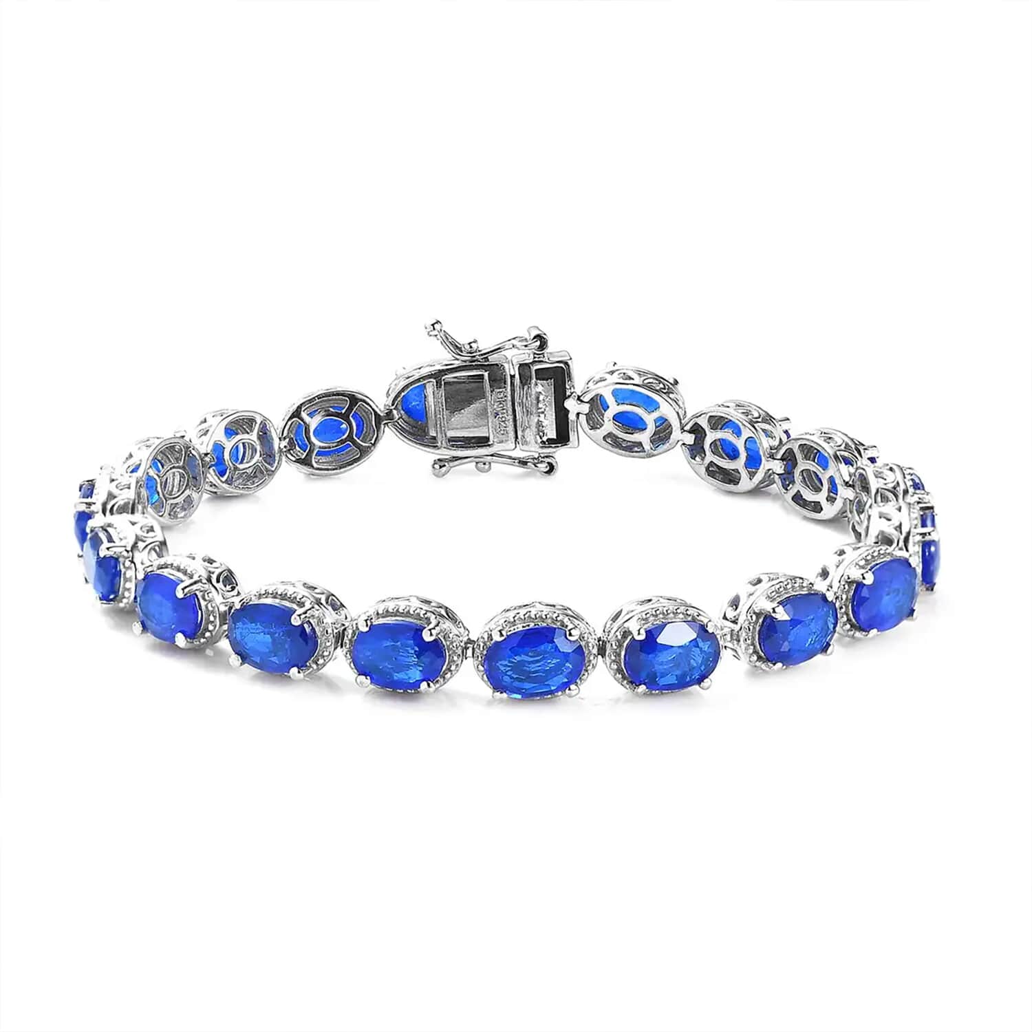 Blue online Sapphire Tennis Bracelet in Platinum Over Sterling Silver