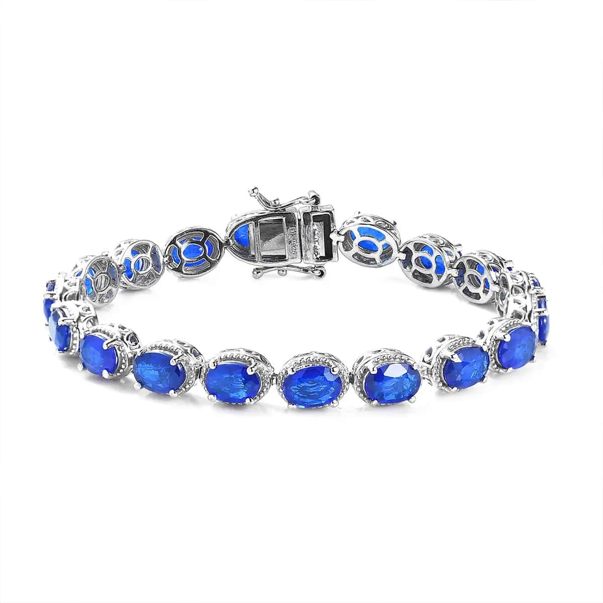 Tanzanian Blue Spinel (DF) Tennis Bracelet in Platinum Over Sterling Silver (8.00 In) 18.75 ctw image number 0