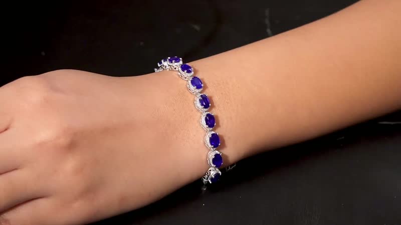 Tanzanian Blue Spinel (DF) Tennis Bracelet in Platinum Over Sterling Silver (8.00 In) 18.75 ctw