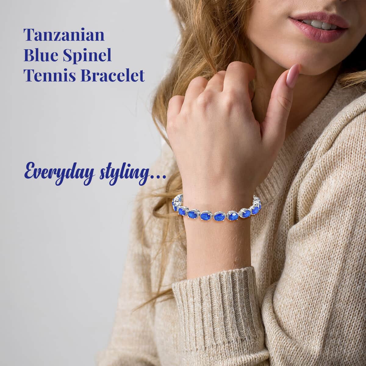 Tanzanian Blue Spinel (DF) Tennis Bracelet in Platinum Over Sterling Silver (8.00 In) 18.75 ctw image number 2