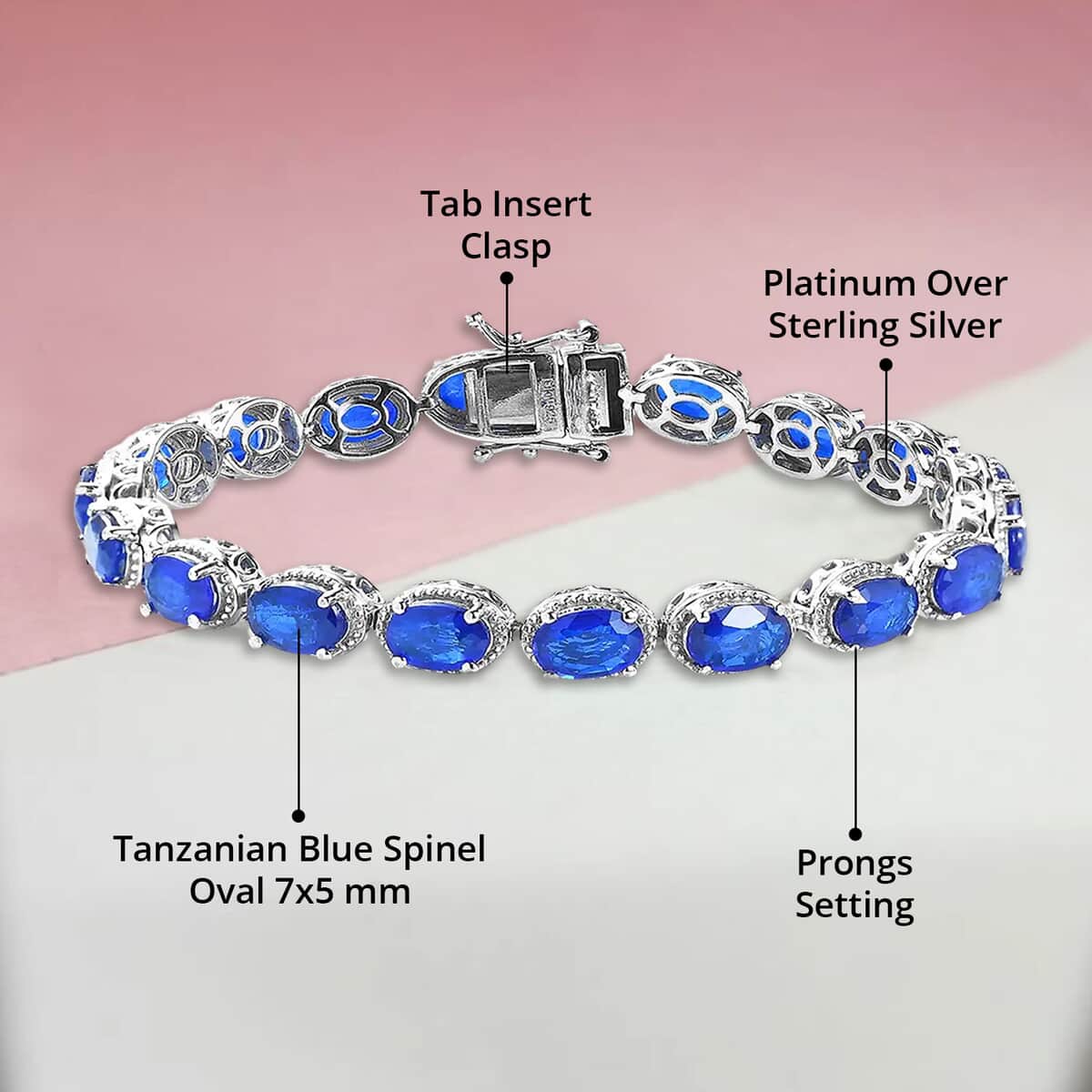 Tanzanian Blue Spinel (DF) Tennis Bracelet in Platinum Over Sterling Silver (8.00 In) 18.75 ctw image number 4