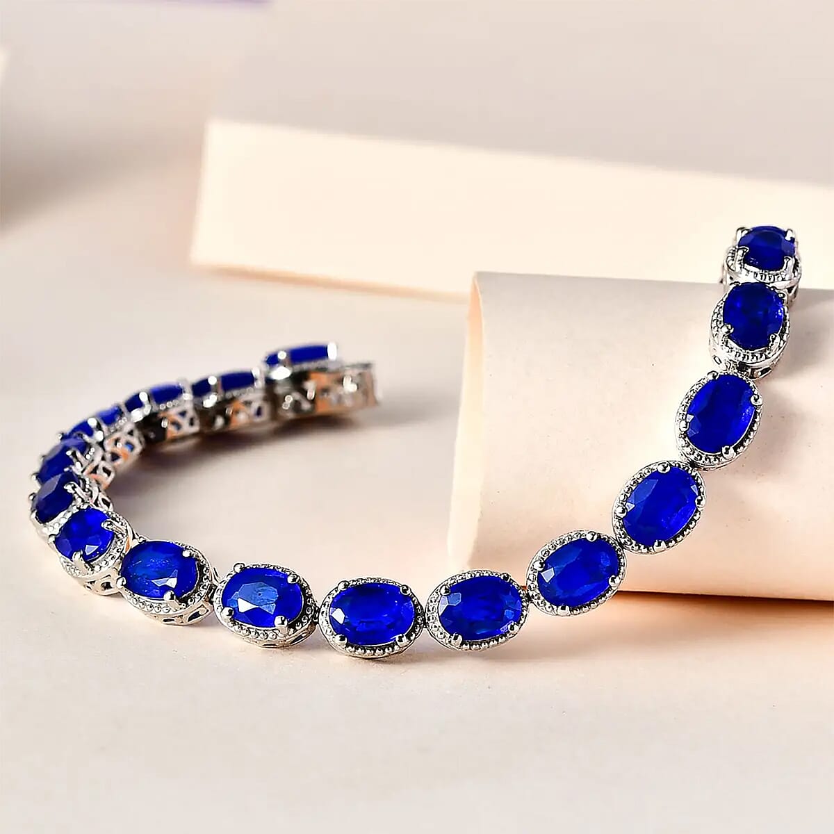 Tanzanian Blue Spinel (DF) 18.75 ctw Tennis Bracelet in Platinum Over Sterling Silver (8.00 In) image number 1